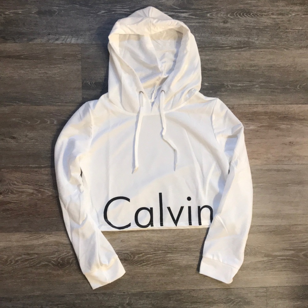 White cropped hoodie MEDIUM
